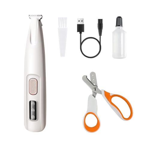 Qpets® Dog Paws Hair Trimmer Cat Nail Cutter Set, Waterproof Dog Trimmer with LED, Low Noise Pet Grooming Tool Ideal for Small Areas Qpets® Dog Paws Hair Trimmer Cat Nail Cutter Set, Waterproof Dog Trimmer with LED, Low Noise Pet Grooming Tool Ideal for Small Areas